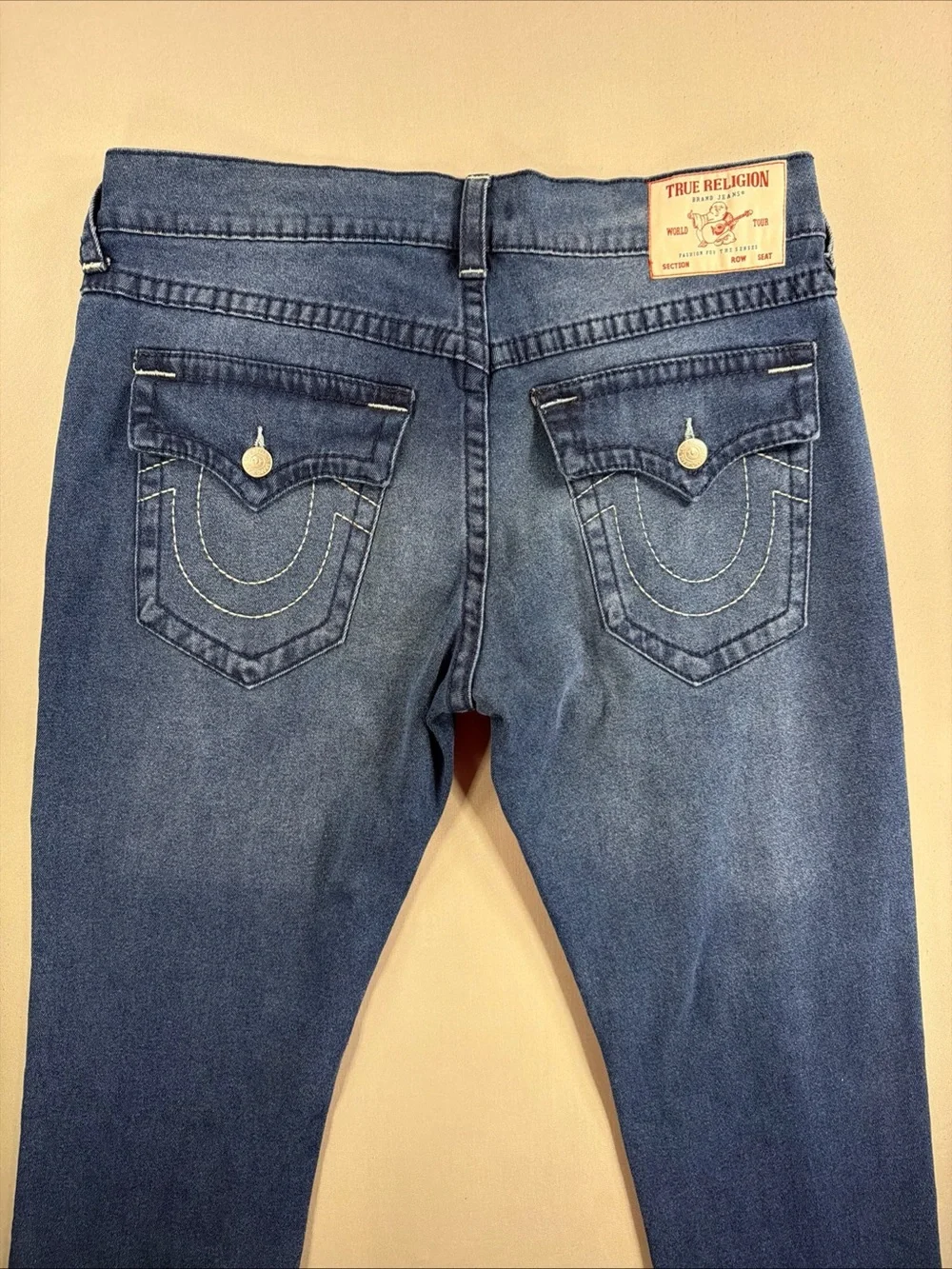 True Religion Men's Slim Jeans in Medium Blue Wash